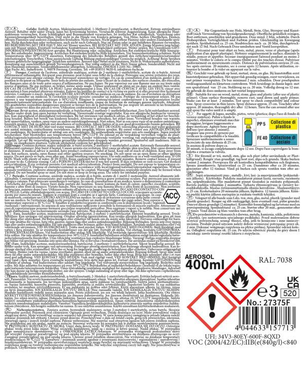 Army Spray Paint, GREY, matt, 400 ml