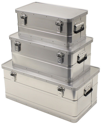 Transport Boxes, Aluminium, set of 3, 34 l, 55 l, 100 l