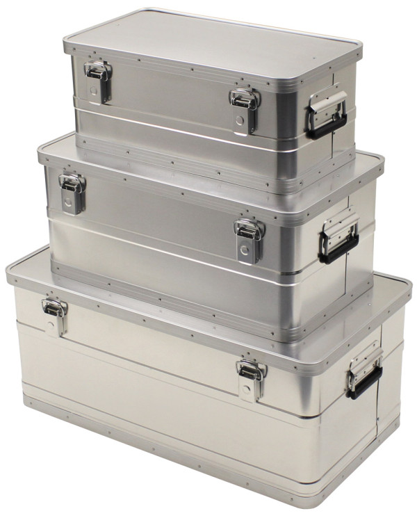 Transport Boxes, Aluminium, set of 3, 34 l, 55 l, 100 l