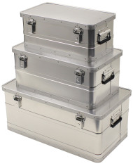 Transport Boxes, Aluminium, set of 3, 34 l, 55 l, 100 l