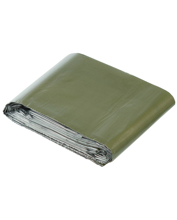 Emergency Blanket, silver and OD green coated