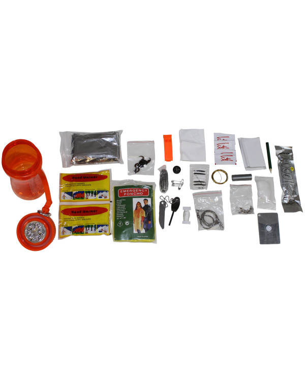 Survival Kit, "Extreme", 34-part, orange-transparent