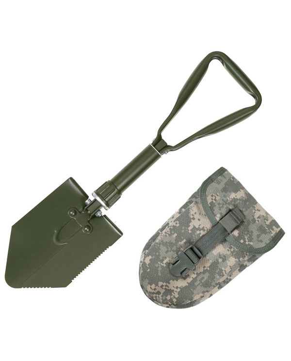 Folding Spade, 3-part, OD green, with orig. US pouch, like new