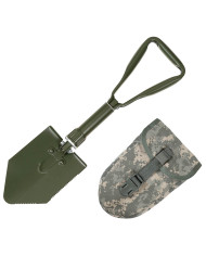 Folding Spade, 3-part, OD green, with orig. US pouch, like new