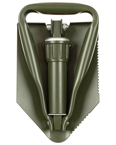 Folding Spade, 3-part, OD green, with orig. US pouch, like new