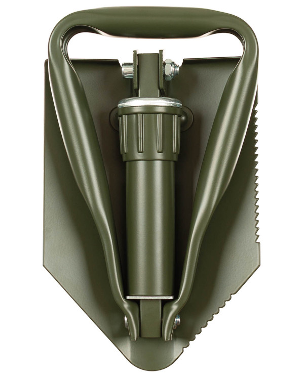 Folding Spade, 3-part, OD green, with orig. US pouch, like new
