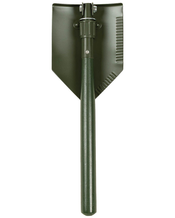 Folding Spade, wooden shaft, 2-part, OD green