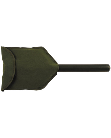 Folding Spade, wooden shaft, 2-part, OD green