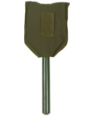 Folding Spade, wooden shaft, 2-part, OD green