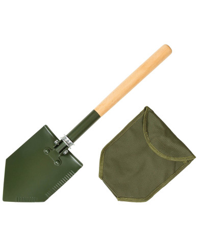 Folding Spade, wooden shaft, "Deluxe", 2-part
