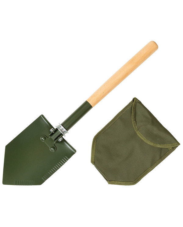 Folding Spade, wooden shaft, "Deluxe", 2-part