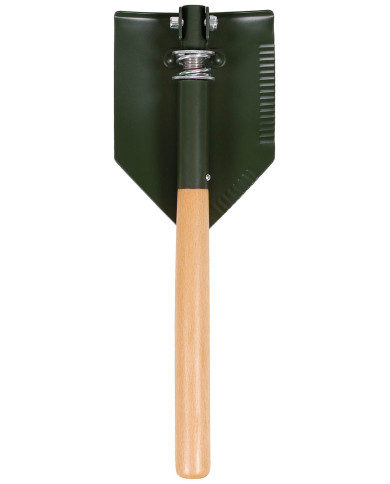 Folding Spade, wooden shaft, "Deluxe", 2-part