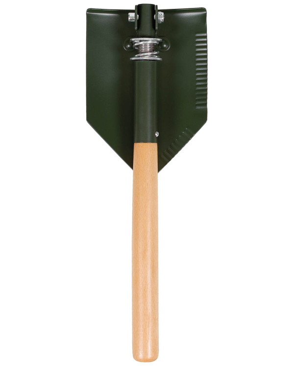 Folding Spade, wooden shaft, "Deluxe", 2-part