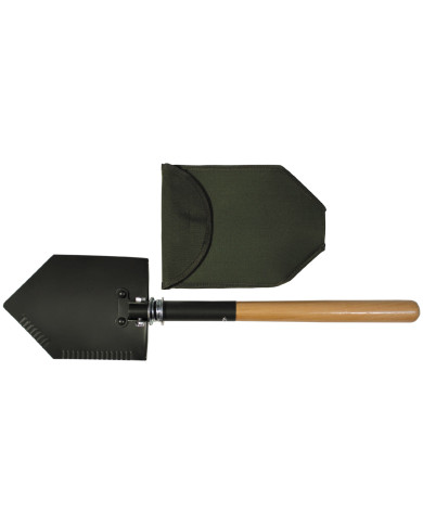 Folding Spade, wooden shaft, "Deluxe", 2-part