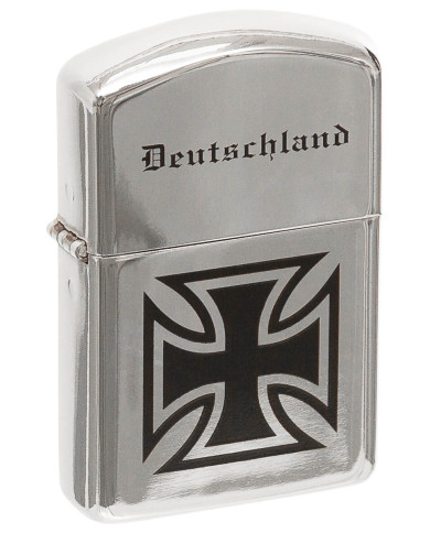 Windproof Lighter, chrome polished, "Deutschland", unfilled