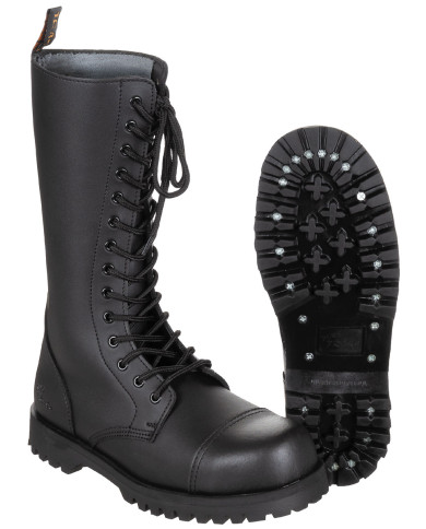 Boots, 14-hole, "Pure Trash", black, steel cap, screws