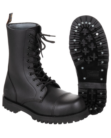 Boots, 10-hole, "Pure Trash", black, steel cap, screws