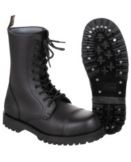 Boots, 10-hole, "Pure Trash", black, steel cap, screws