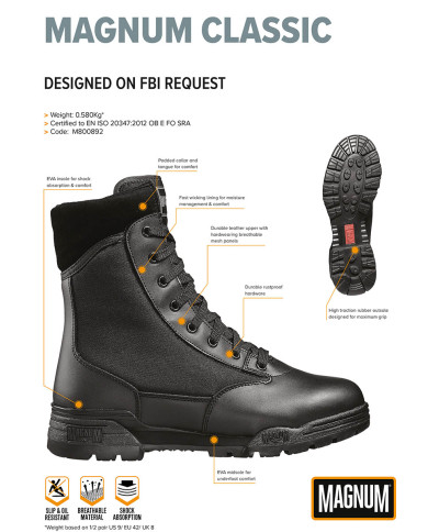 Combat Boots, "MAGNUM",  Classic, black