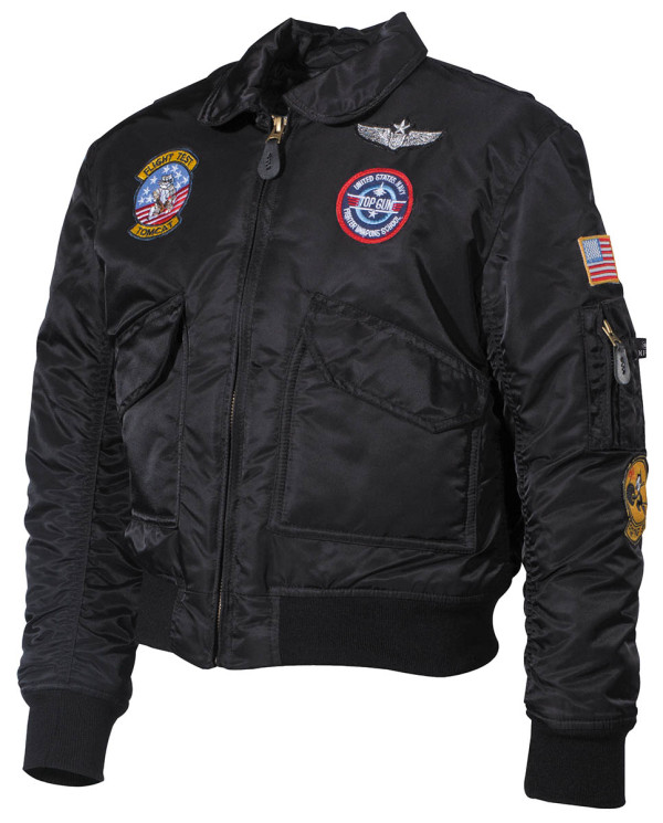 US Kids Pilot Jacket, CWU, black, with patches