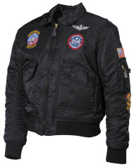 US Kids Pilot Jacket, CWU, black, with patches