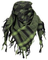 Scarf, "Shemagh",  OD green-black, with skull