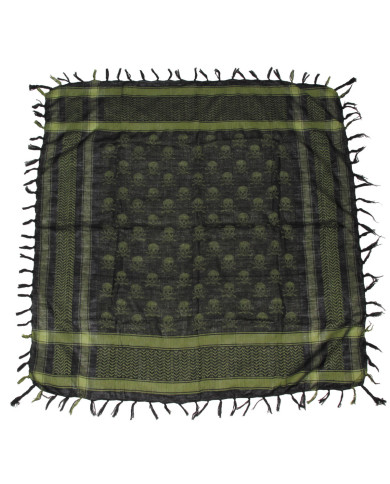 Scarf, "Shemagh",  OD green-black, with skull