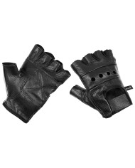 Leather Gloves, fingerless, "Deluxe", black
