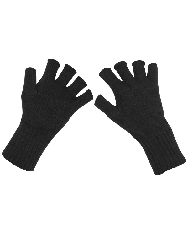 Knitted Gloves, black, fingerless