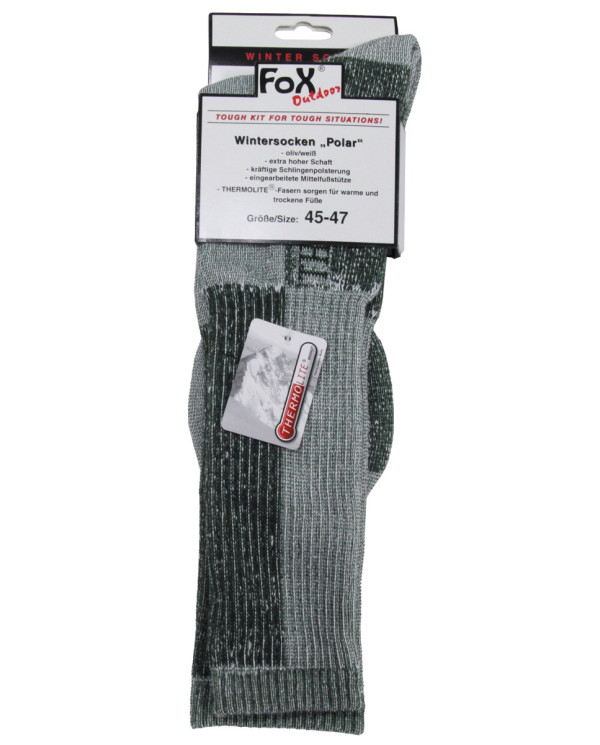 Winter Socks, "Polar", OD green-white