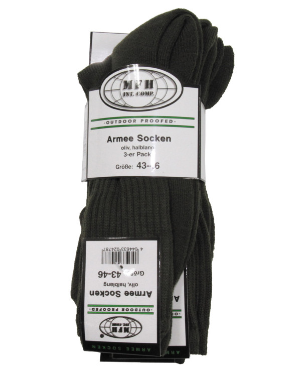 Army Socks, OD green, half-long, 3-pack