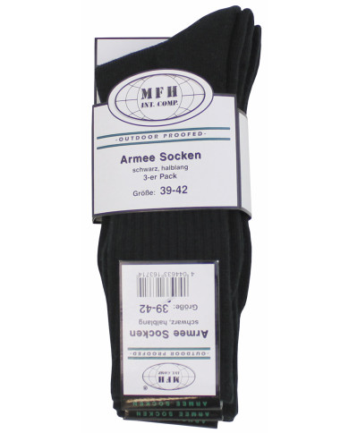 Army Socks, black, half-long, 3-pack