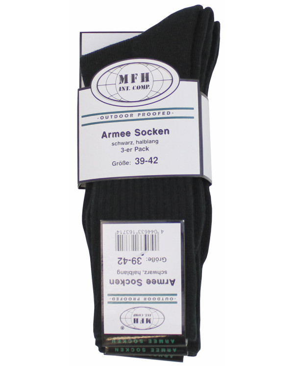 Army Socks, black, half-long, 3-pack