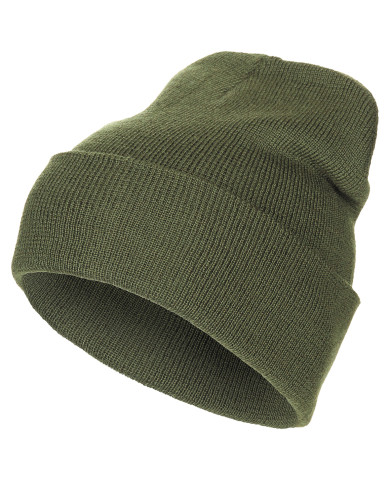 Watch Hat, 100 % Wool,  fine knit, OD green