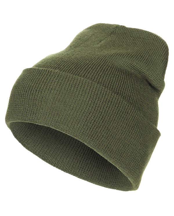 Watch Hat, 100 % Wool,  fine knit, OD green