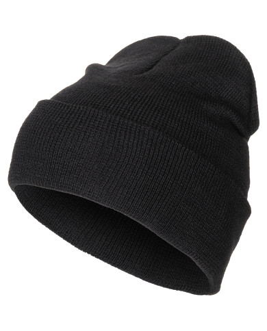 Watch Hat, 100 % Wool, fine knit, black