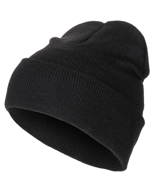 Watch Hat, 100 % Wool, fine knit, black