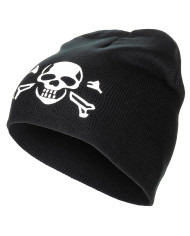 Knitted Hat, "Beanie", black, "Skull", fine knit