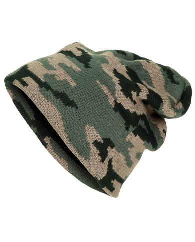 Knitted Hat, "Beanie", woodland,  fine knit
