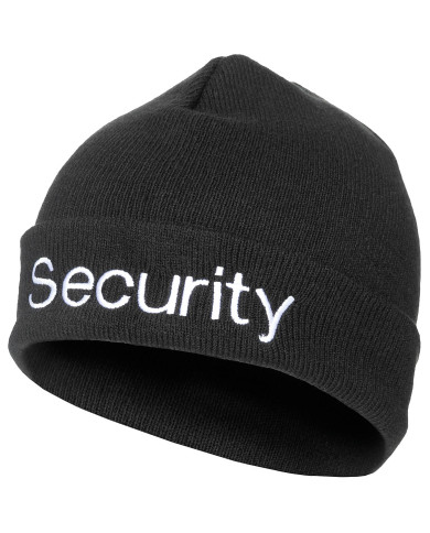 Watch Hat, Acrylic, black, silver "Security" embroidery