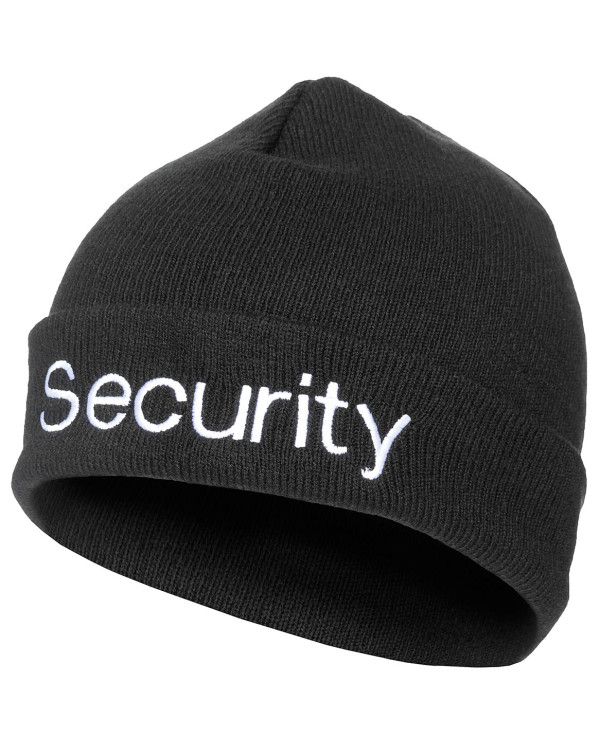 Watch Hat, Acrylic, black, silver "Security" embroidery