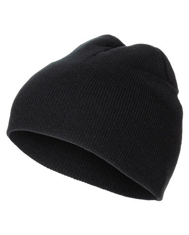 Knitted Hat, "Beanie", black, fine knit, short
