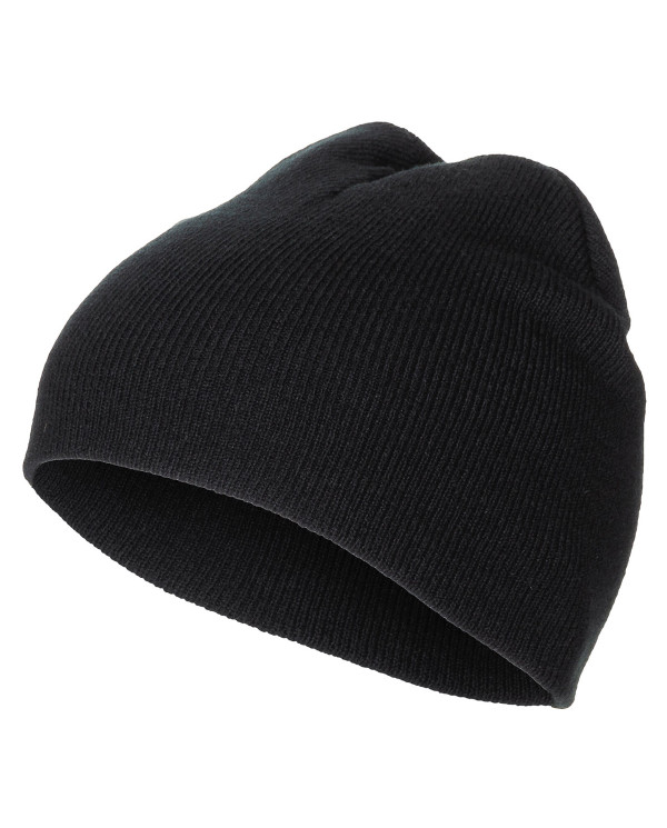 Knitted Hat, "Beanie", black, fine knit, short