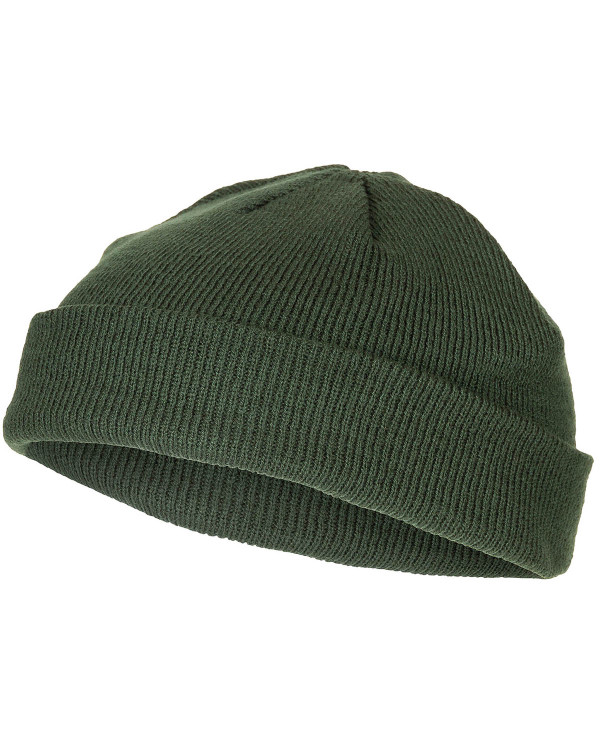 Watch Hat, Acrylic, OD green, fine knit, extra short