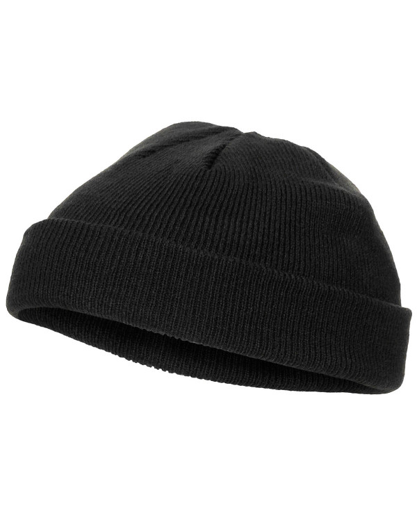 Watch Hat, Acrylic, black, fine knit, extra short