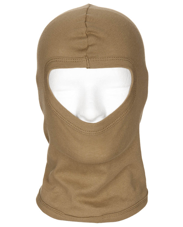 Balaclava, 1 hole, thin, coyote tan, 100 % Cotton