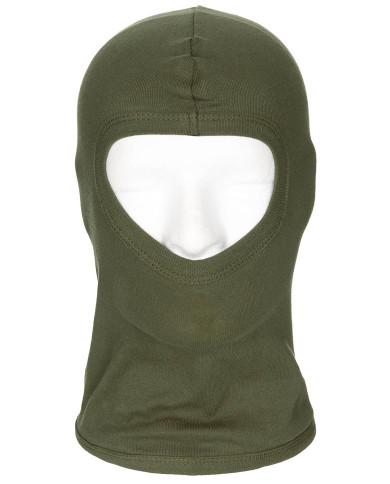 Balaclava, 1 hole, thin,  OD green, 100 % Cotton