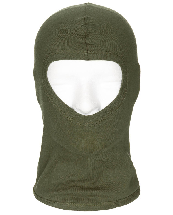 Balaclava, 1 hole, thin,  OD green, 100 % Cotton