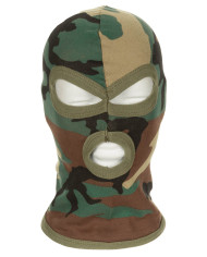 Balaclava, 3 hole, thin, woodland, 100 % Cotton