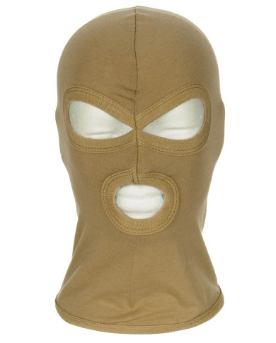Balaclava, 3 hole, thin, coyote tan, 100 % Cotton